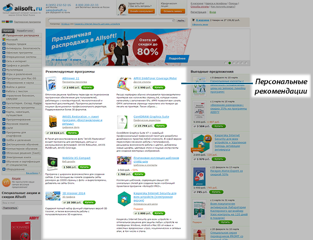 Кейс персонализации Allsoft.ru: рост выручки на 17% - 2